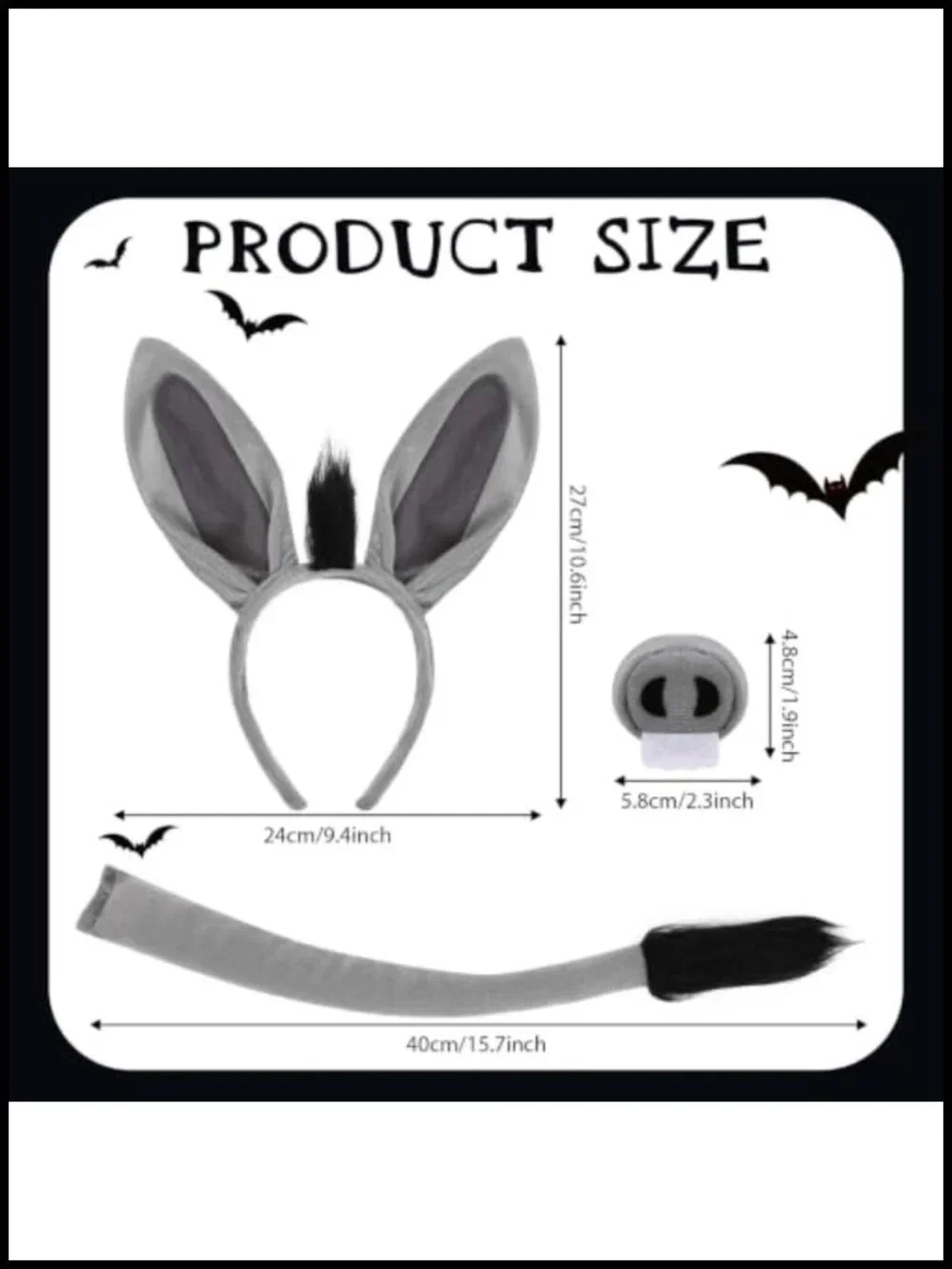 Halloween Couple Costume Accessories Set Dragon Wings Headband Donkey Ears Nose